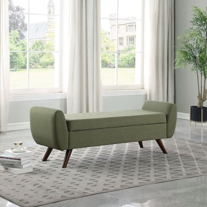HomePop Banc de rangement moderne en sherpa avec pieds en bois