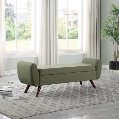 HomePop Banc de rangement moderne en sherpa avec pieds en bois