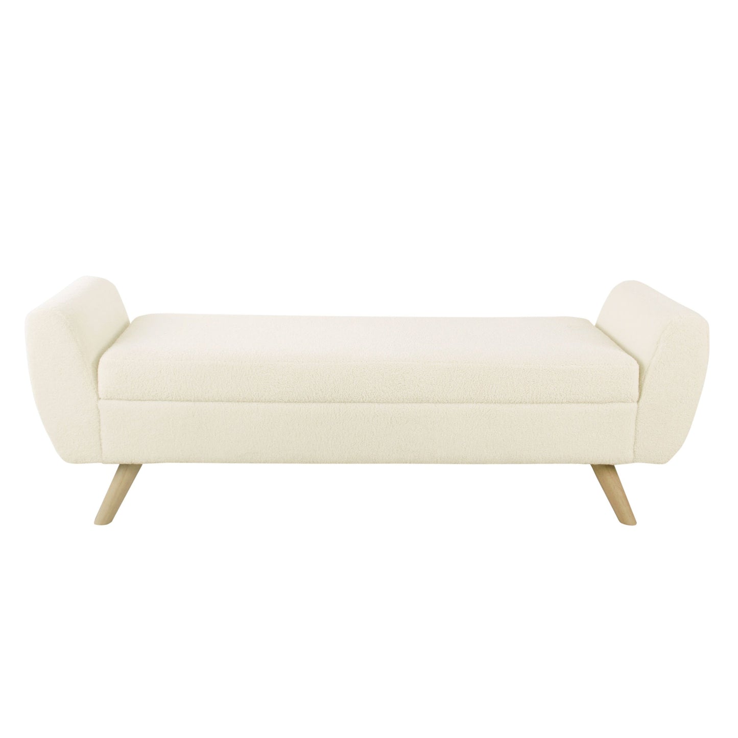 HomePop Banc de rangement moderne en sherpa avec pieds en bois