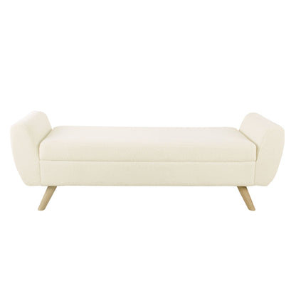 HomePop Banc de rangement moderne en sherpa avec pieds en bois