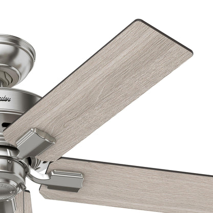 Ventilateur de plafond Hunter 44 Altidore en nickel brossé avec kit d'éclairage LED, cordon à tirer - Style rustique, champêtre, transitionnel