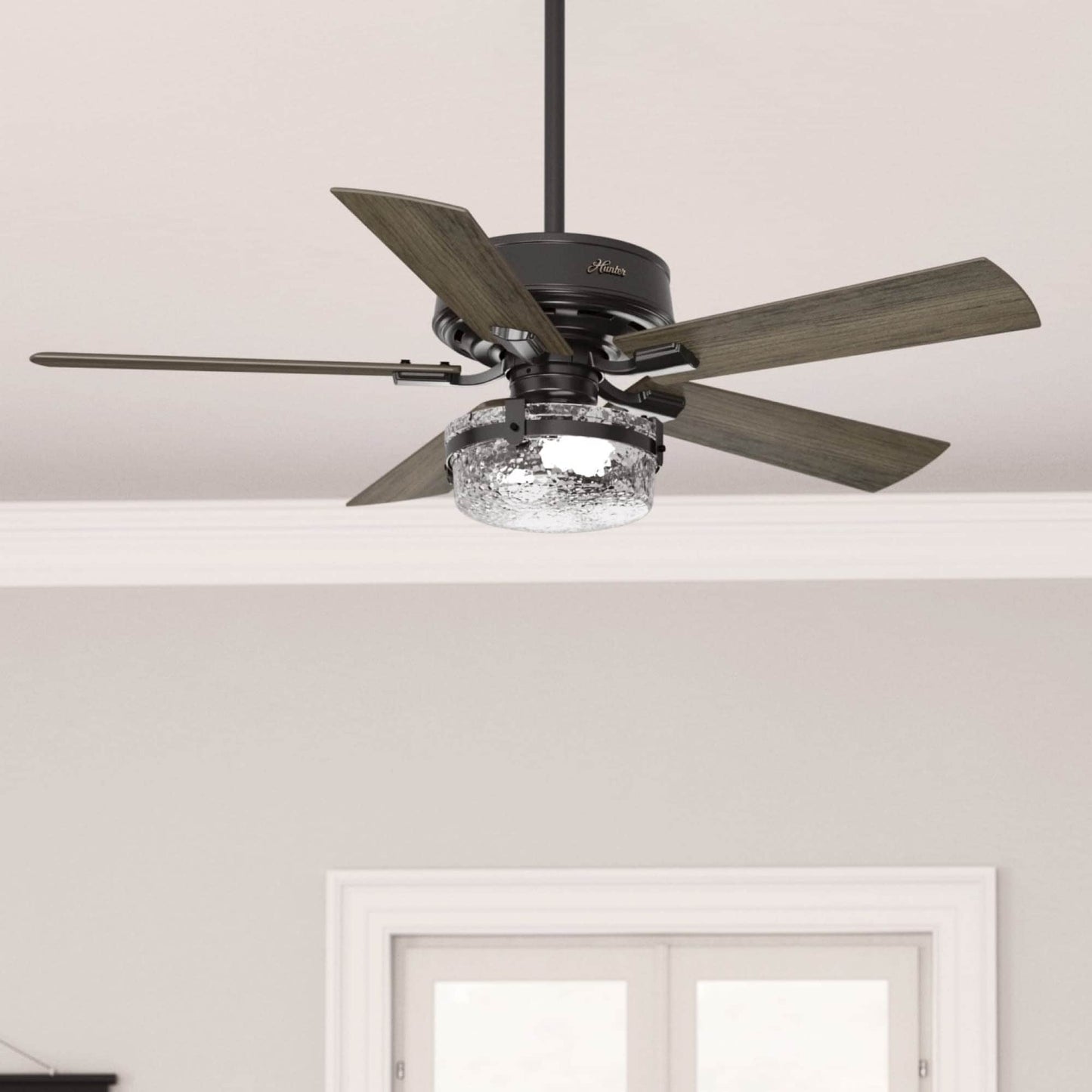 Ventilateur de plafond Hunter 52 Canyon Ridge pour intérieur/extérieur avec éclairage LED, télécommande - Style rustique, industriel, farmhouse
