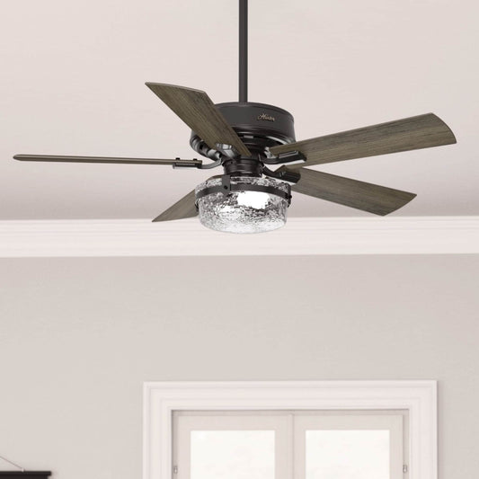 Ventilateur de plafond Hunter 52 Canyon Ridge pour intérieur/extérieur avec éclairage LED, télécommande - Style rustique, industriel, farmhouse