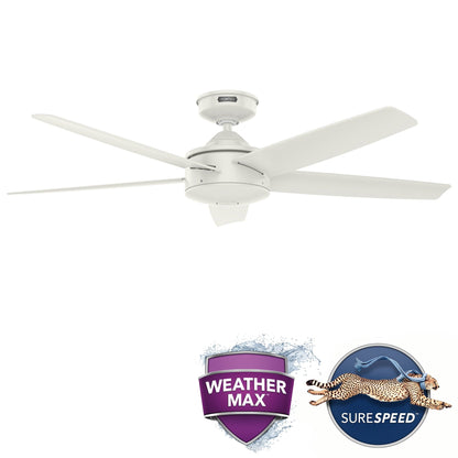 Ventilateur de plafond Hunter 52 Shorebreak WeatherMax pour intérieur/extérieur avec commande murale - Résistant aux intempéries, au sel et à la corrosion.