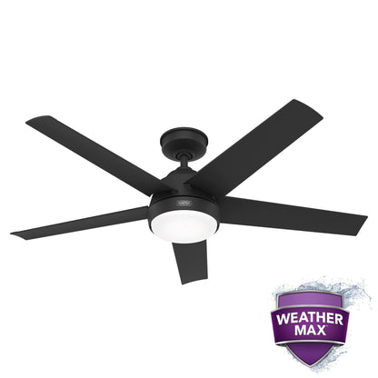 Ventilateur de plafond d'extérieur Hunter 52 Skyflow avec kit d'éclairage LED, commande murale - Style côtier, moderne et contemporain - WeatherMax - ÉQUIPEMENT POUR L'EXTÉRIEUR !