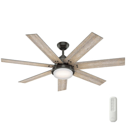 Ventilateur de plafond Hunter WiFi Whittington avec éclairage LED, télécommande - Style moulin à vent - Industriel, ferme, rustique - VENTILATEUR INTELLIGENT !
