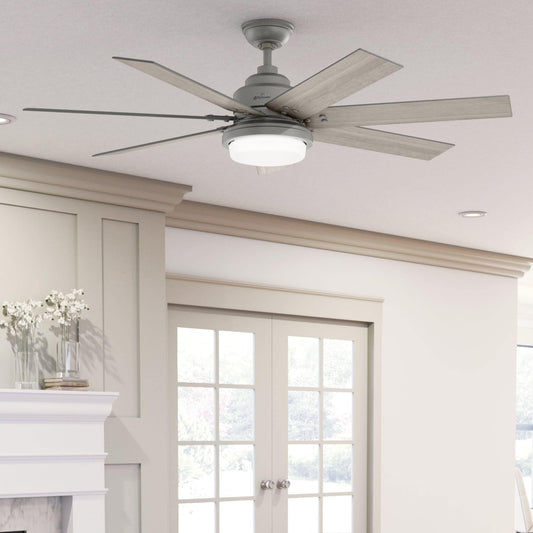 Ventilateur de plafond Hunter WiFi Whittington avec éclairage LED, télécommande - Style moulin à vent - Industriel, ferme, rustique - VENTILATEUR INTELLIGENT !
