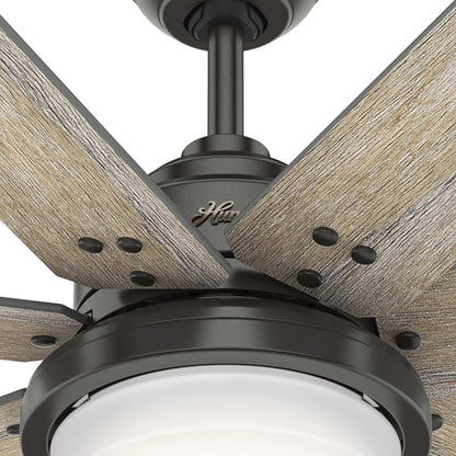 Ventilateur de plafond Hunter WiFi Whittington avec éclairage LED, télécommande - Style moulin à vent - Industriel, ferme, rustique - VENTILATEUR INTELLIGENT !