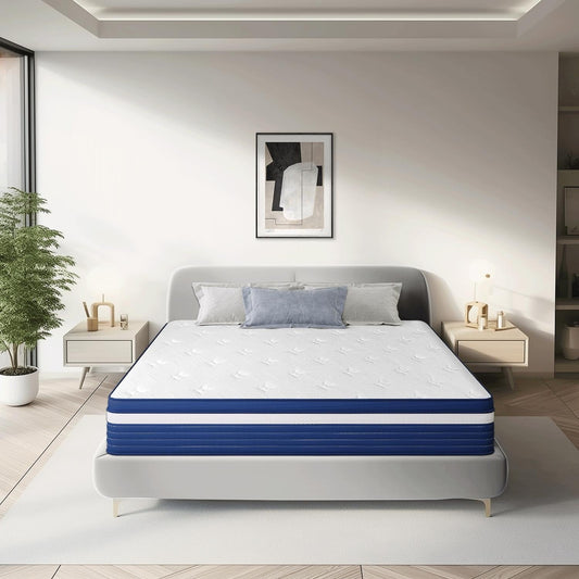Matelas à ressorts avec surcouche moelleuse de 25 cm (10 pouces) SweDrea, fermeté moyenne, pour soulager le mal de dos et rafraîchir, certifié CertiPUR-US, SGS et OEKO-TEX.
