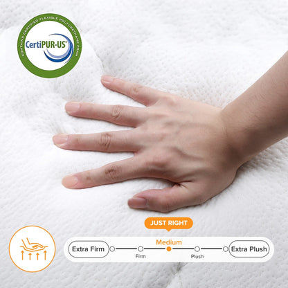 Matelas à ressorts avec surcouche moelleuse de 25 cm (10 pouces) SweDrea, fermeté moyenne, pour soulager le mal de dos et rafraîchir, certifié CertiPUR-US, SGS et OEKO-TEX.