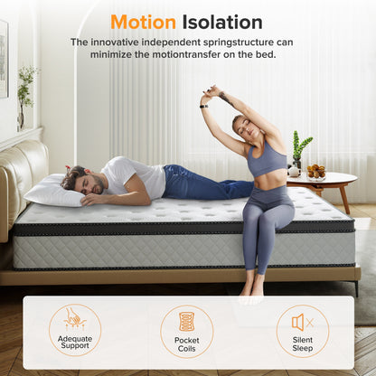 Matelas en mousse à mémoire de forme hybride SweDrea de 30 cm (12 po) à fermeté moyenne, certifié CertiPUR-US et Oeko-TEX, avec absorption au charbon de bambou.