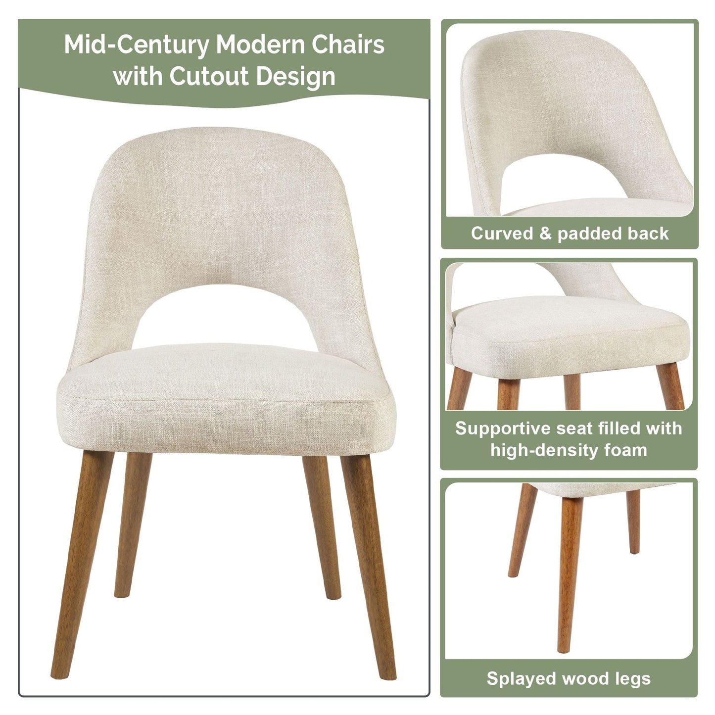 INK IVY Nola Chaises de salle à manger rembourrées avec dossier ajouré (lot de 2)
