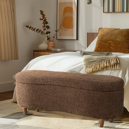 Banc de rangement incurvé à style bouclé Bailey d'INK IVY