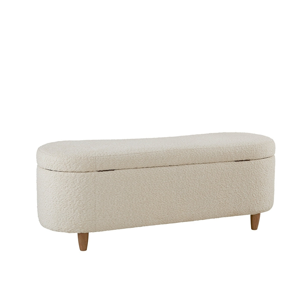 Banc de rangement incurvé à style bouclé Bailey d'INK IVY