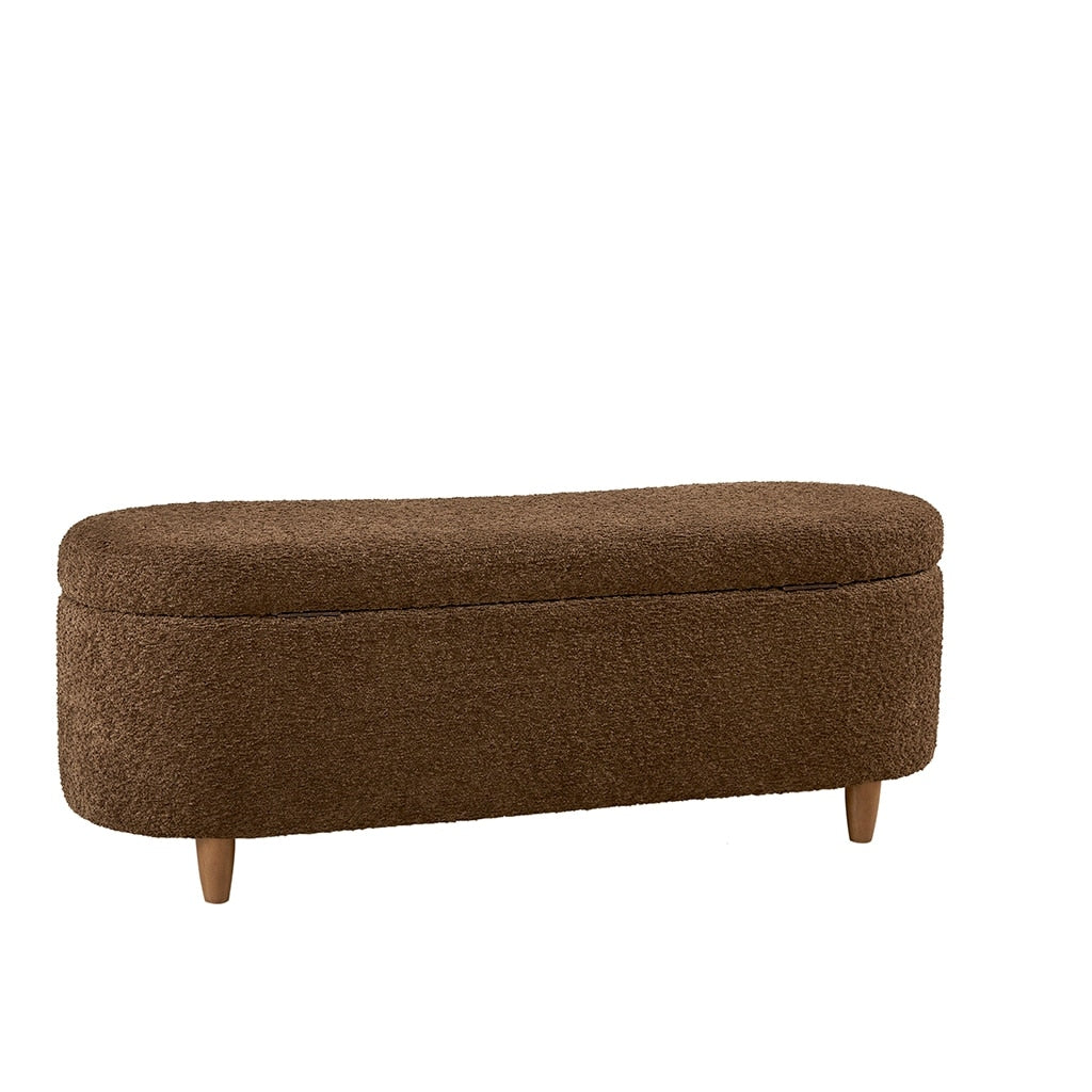 Banc de rangement incurvé à style bouclé Bailey d'INK IVY