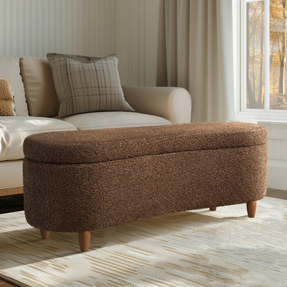 Banc de rangement incurvé à style bouclé Bailey d'INK IVY