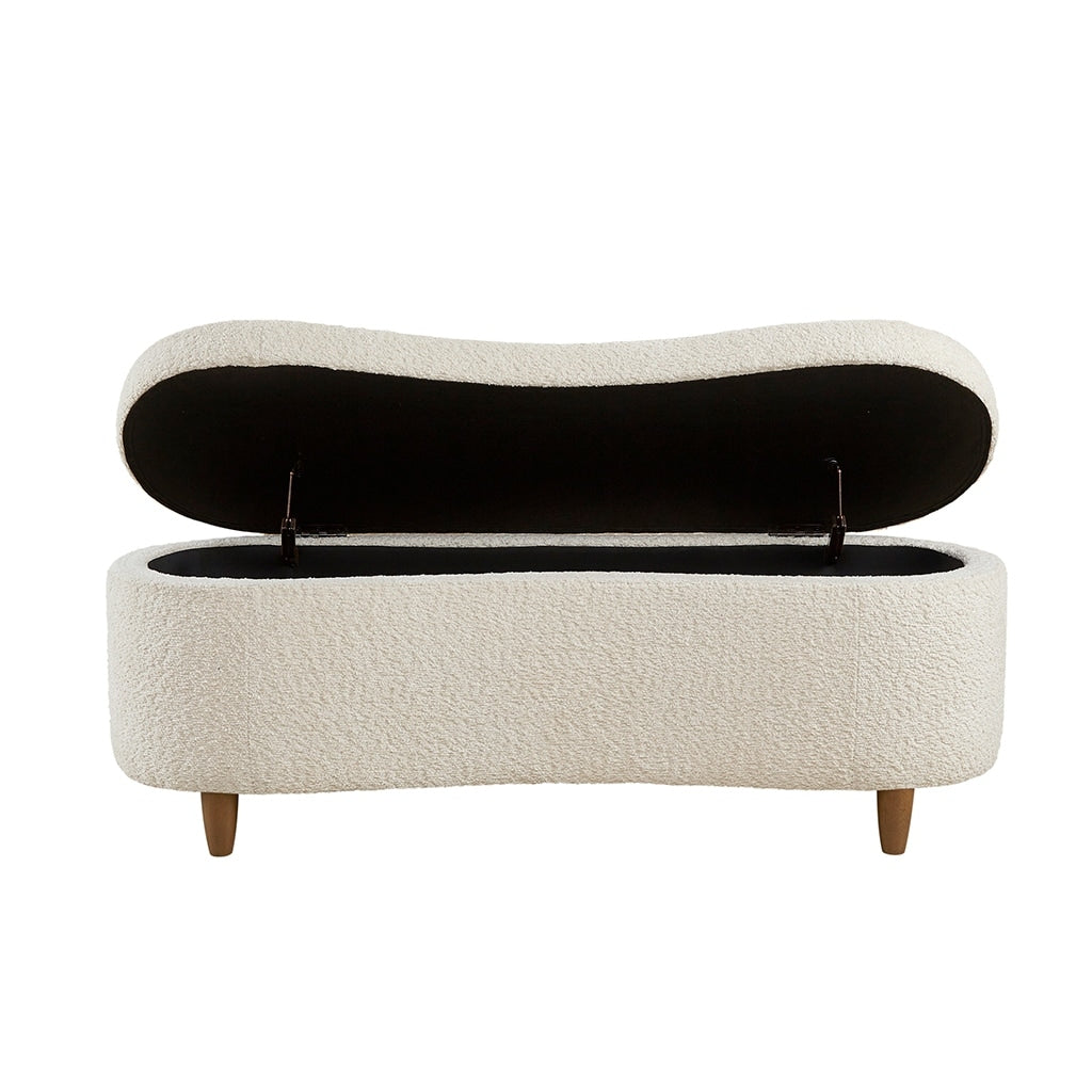 Banc de rangement incurvé à style bouclé Bailey d'INK IVY