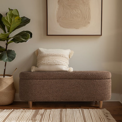 Banc de rangement incurvé à style bouclé Bailey d'INK IVY