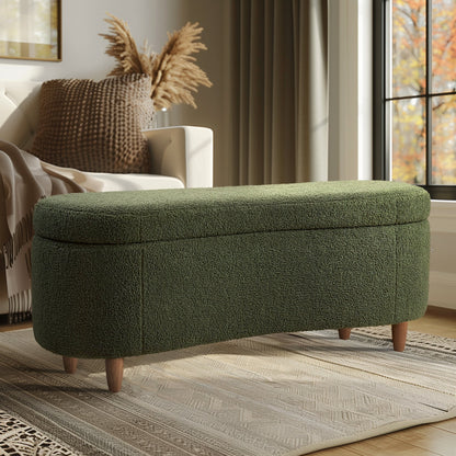 Banc de rangement incurvé à style bouclé Bailey d'INK IVY
