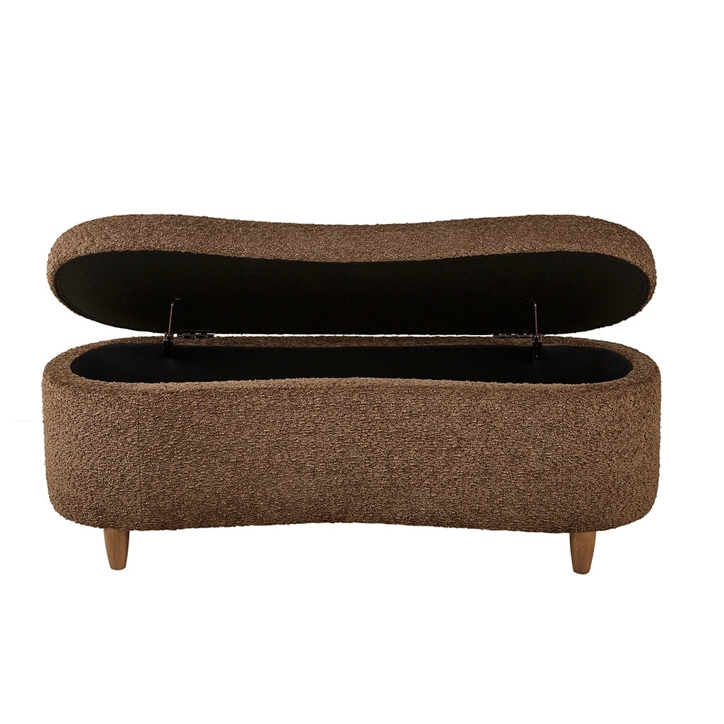 Banc de rangement incurvé à style bouclé Bailey d'INK IVY