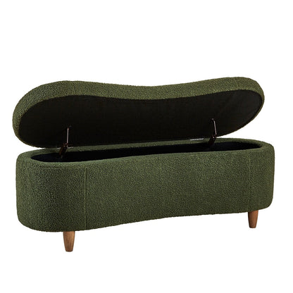 Banc de rangement incurvé à style bouclé Bailey d'INK IVY