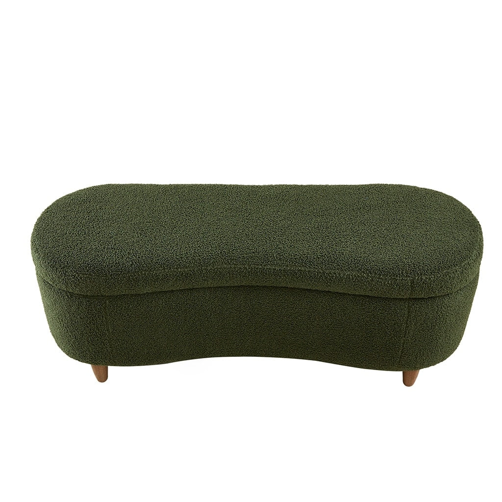 Banc de rangement incurvé à style bouclé Bailey d'INK IVY