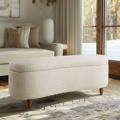 Banc de rangement incurvé à style bouclé Bailey d'INK IVY