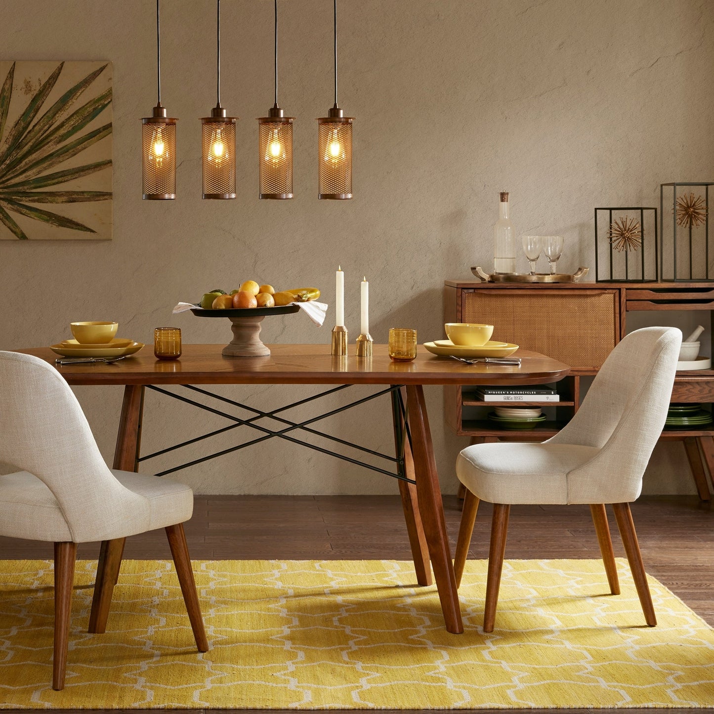 INK IVY Nola Chaises de salle à manger rembourrées avec dossier ajouré (lot de 2)