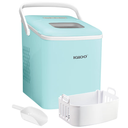 Machine à glaçons Igloo 26 livres, automatique, autonettoyante, portable, pour comptoir, avec poignée, Aqua