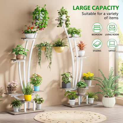 Support pour plantes d'intérieur, étagère à fleurs à 6 niveaux pour jardin à domicile - Lot de 2