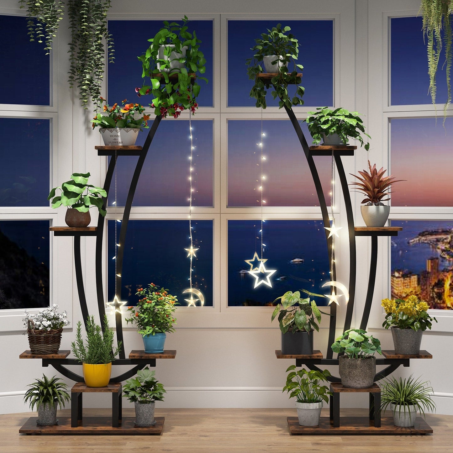 Support pour plantes d'intérieur, étagère à fleurs à 6 niveaux pour jardin à domicile - Lot de 2