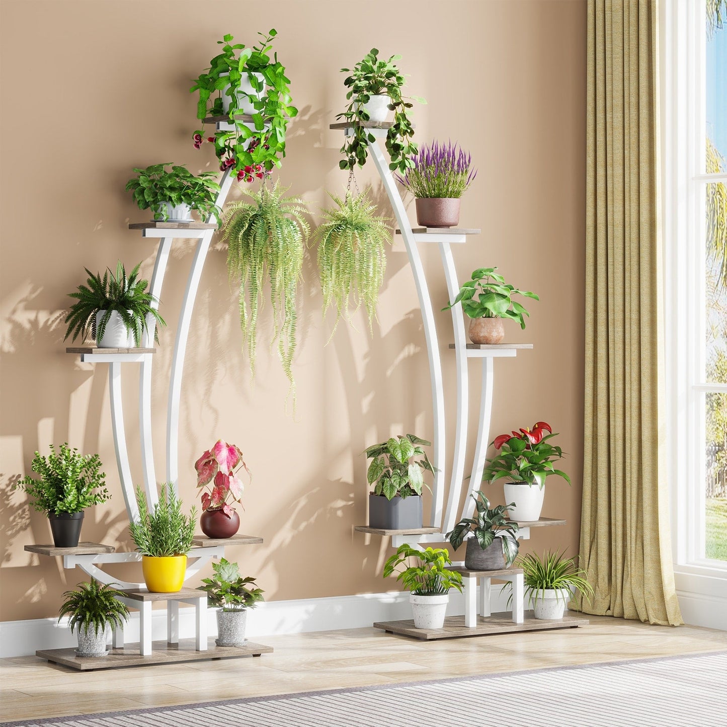 Support pour plantes d'intérieur, étagère à fleurs à 6 niveaux pour jardin à domicile - Lot de 2