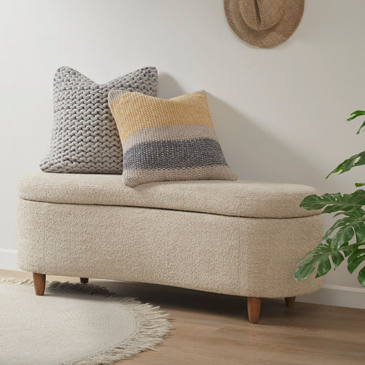Banc de rangement incurvé à style bouclé Bailey d'INK IVY