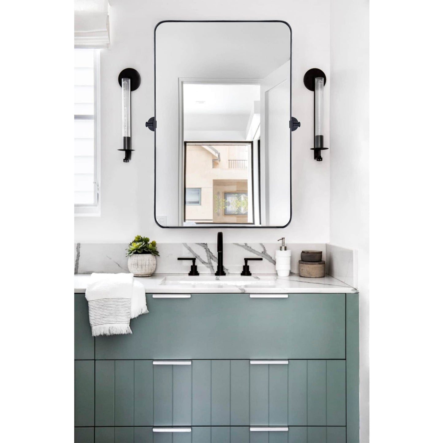 TEHOME Jonathan Miroir mural rectangulaire pivotant et inclinable en métal