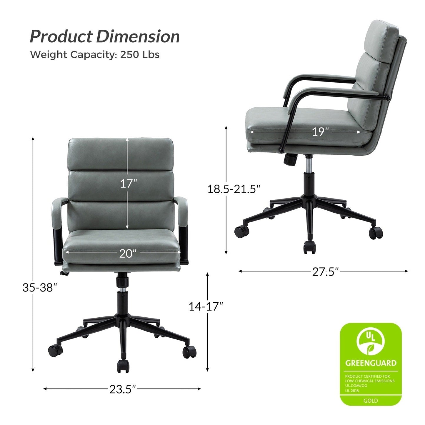 Chaise de bureau moderne en simili cuir Joseph avec verrouillage d'inclinaison et basculement central de HULALA HOME