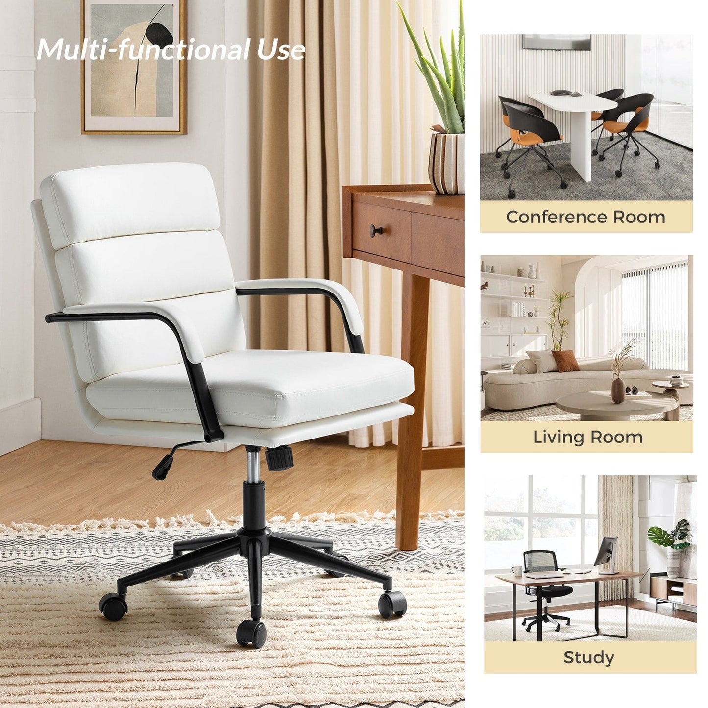 Chaise de bureau moderne en simili cuir Joseph avec verrouillage d'inclinaison et basculement central de HULALA HOME