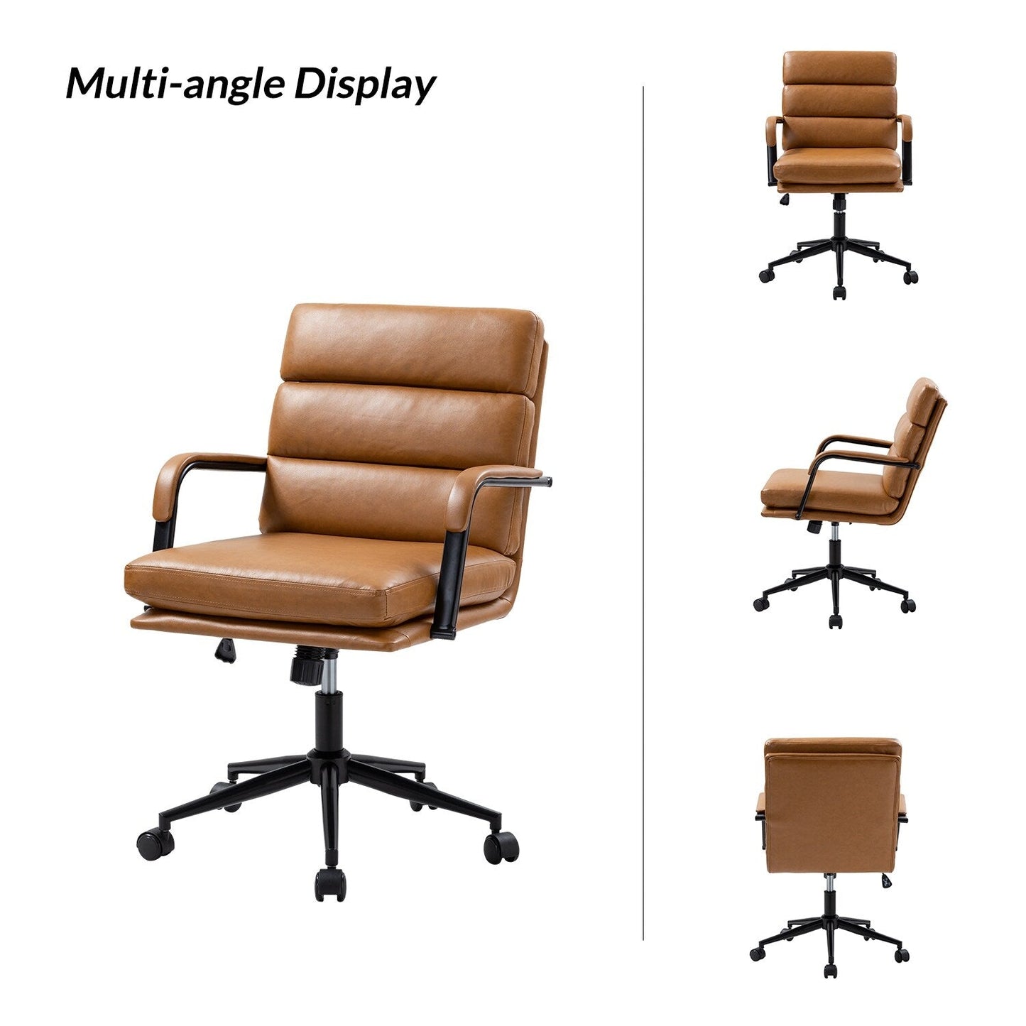 Chaise de bureau moderne en simili cuir Joseph avec verrouillage d'inclinaison et basculement central de HULALA HOME
