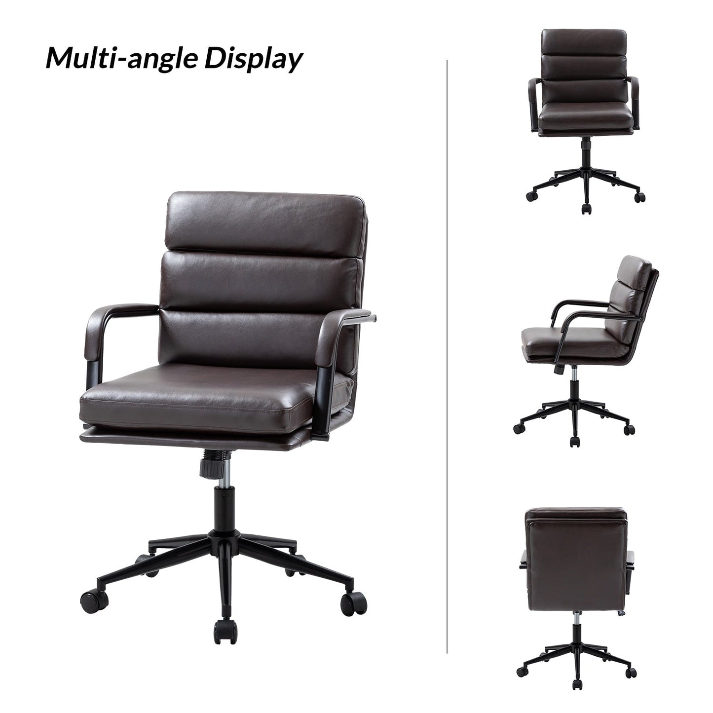 Chaise de bureau moderne en simili cuir Joseph avec verrouillage d'inclinaison et basculement central de HULALA HOME