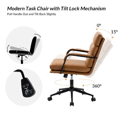 Chaise de bureau moderne en simili cuir Joseph avec verrouillage d'inclinaison et basculement central de HULALA HOME