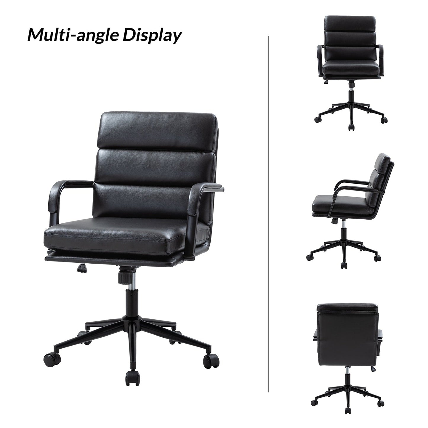 Chaise de bureau moderne en simili cuir Joseph avec verrouillage d'inclinaison et basculement central de HULALA HOME