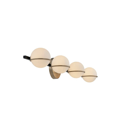 Justice Design Group EVOLV Fusion Centric Barre lumineuse de salle de bain à 4 lumières avec abat-jour en verre opale