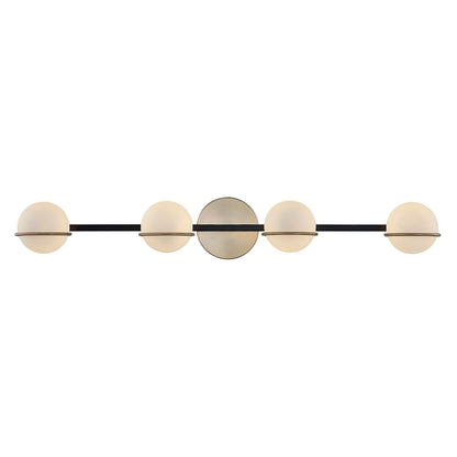 Justice Design Group EVOLV Fusion Centric Barre lumineuse de salle de bain à 4 lumières avec abat-jour en verre opale