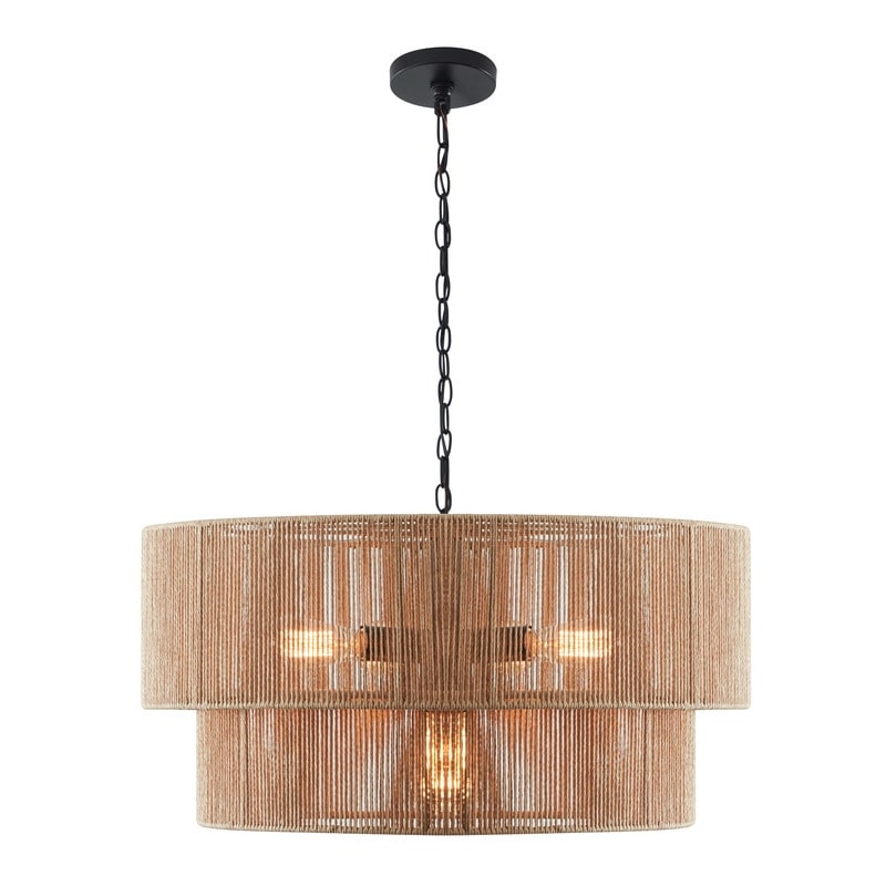 Suspension bohème KAWOTI à 5 lumières et 4 niveaux, largeur 26 pouces