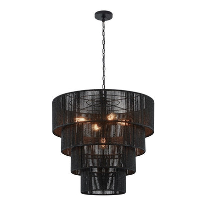 Suspension bohème KAWOTI à 5 lumières et 4 niveaux, largeur 26 pouces