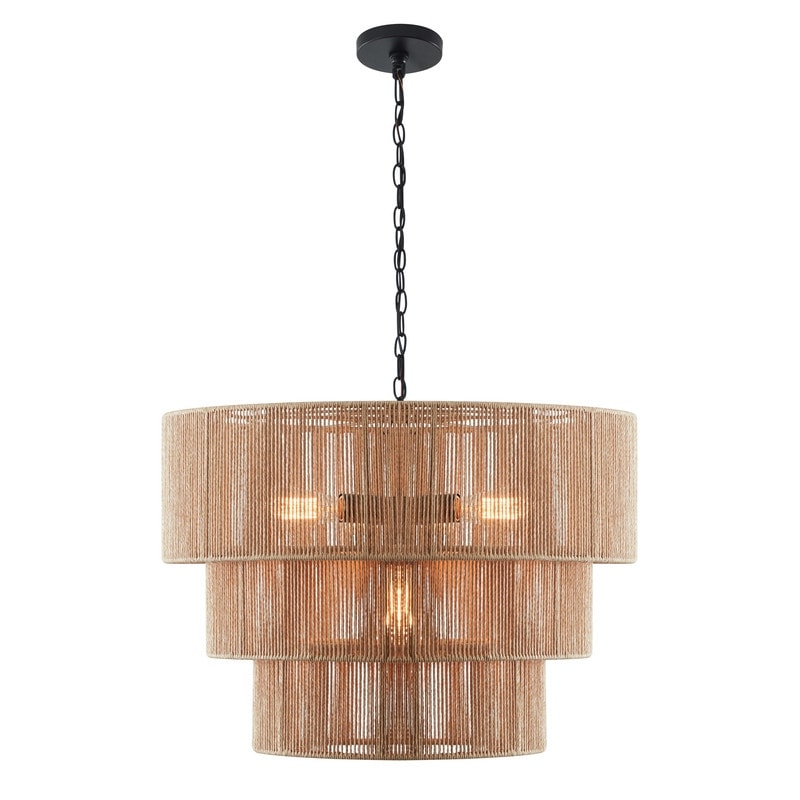 Suspension bohème KAWOTI à 5 lumières et 4 niveaux, largeur 26 pouces