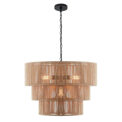 Suspension bohème KAWOTI à 5 lumières et 4 niveaux, largeur 26 pouces