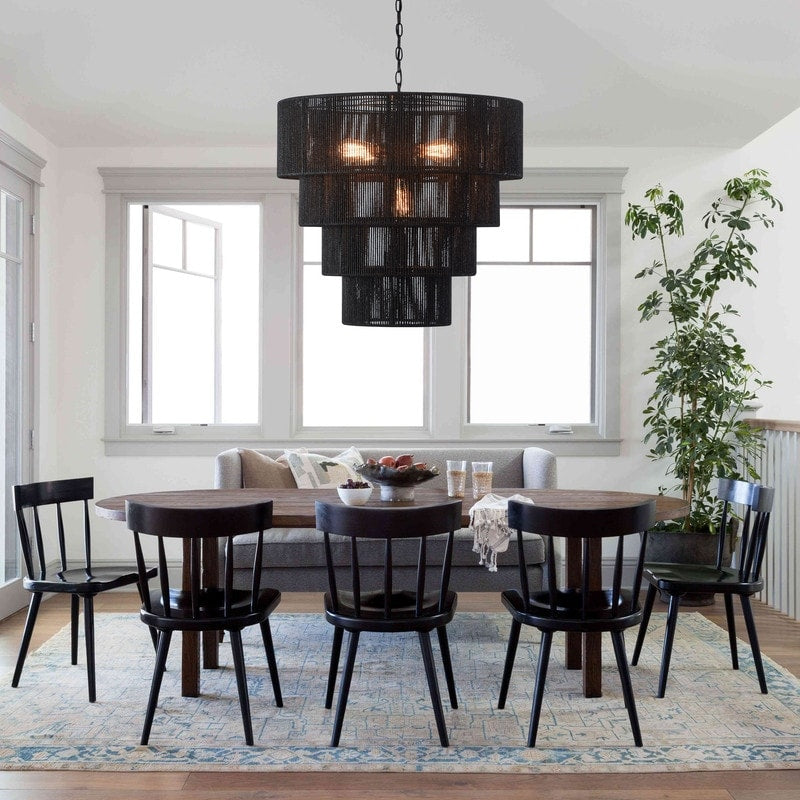Suspension bohème KAWOTI à 5 lumières et 4 niveaux, largeur 26 pouces