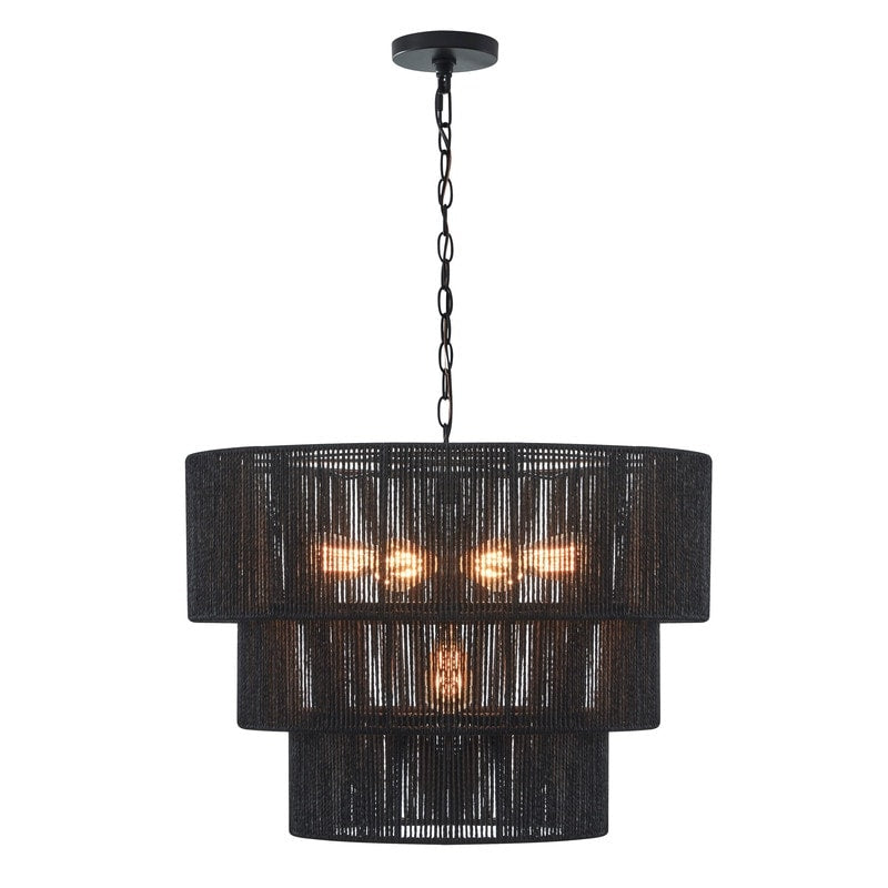 Suspension bohème KAWOTI à 5 lumières et 4 niveaux, largeur 26 pouces