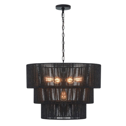 Suspension bohème KAWOTI à 5 lumières et 4 niveaux, largeur 26 pouces