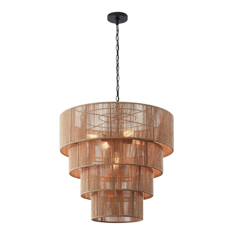 Suspension bohème KAWOTI à 5 lumières et 4 niveaux, largeur 26 pouces